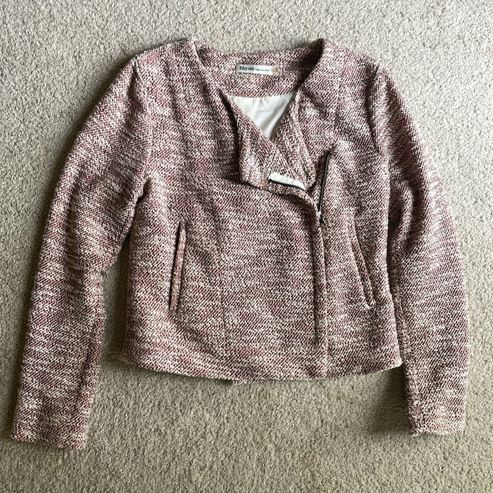 Rhyme Los Angeles Speckled Moto Jacket XS pink